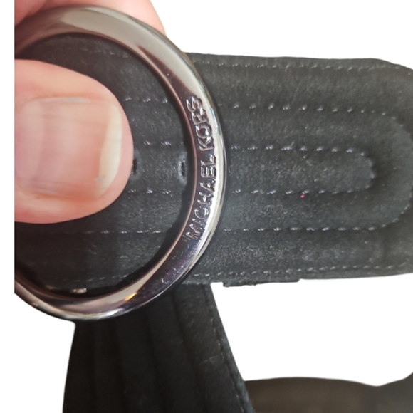 Michael Kors Black Suede Heel Sandals Crisscross Straps Embellished New sz 7.5 - Picture 10 of 12